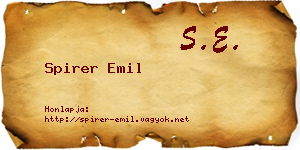 Spirer Emil névjegykártya